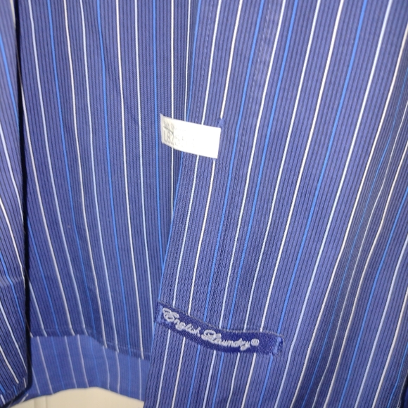 English Laundry Mens Dress Shirt Blue Stripe W/ Adornments Mens 17  33/34 - Picture 5 of 11